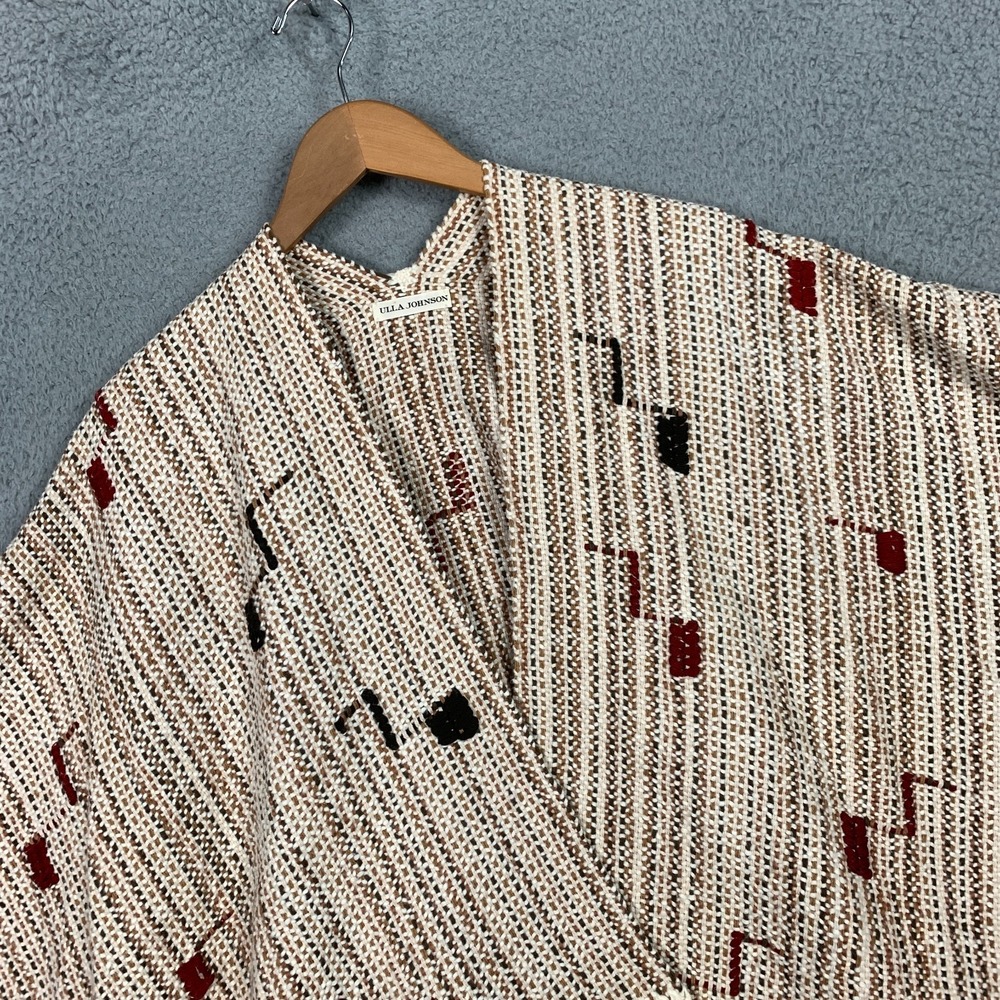 Ulla Johnson Poncho Kimono OS Hand Loomed Fringe Embroidered Wrap Boho Western
